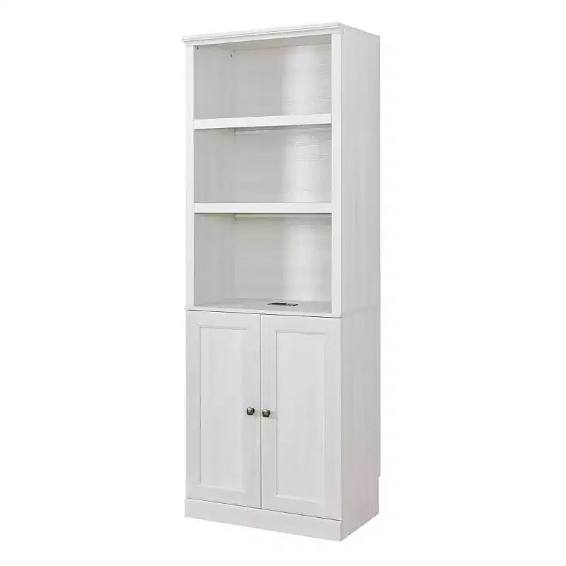 Twin Size Murphy Bed with Side Cabinet Bookshelf, Hideaway Wall Bed, Folding into Cabinet, Rustic White