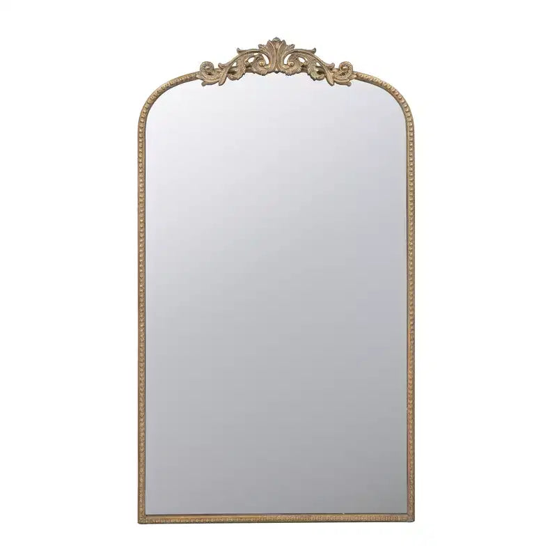 24 x 42 Inch Gold Arched Wall Mirror with Baroque Inspired Design