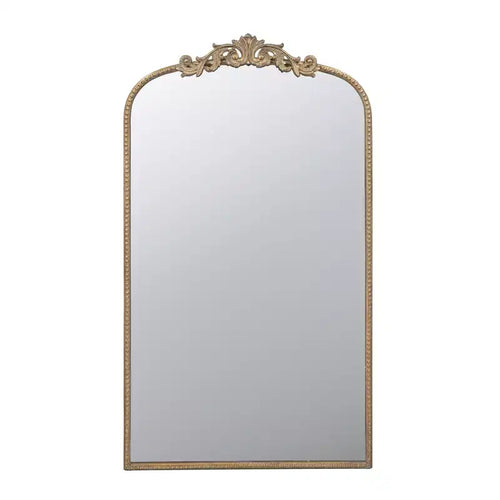 24 x 42 Inch Gold Arched Wall Mirror with Baroque Inspired Design