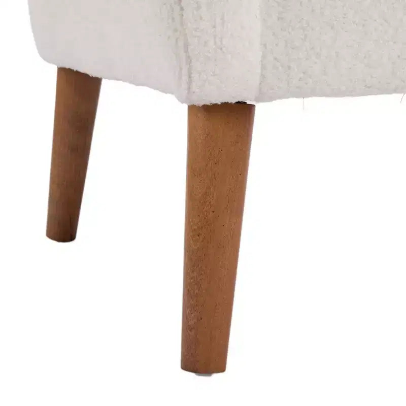 Modern Accent Chair with Birch Wood Legs, Teddy Fabric Upholstered Living Room Chair, Comfy Wingback Chair for Bedroom or Office