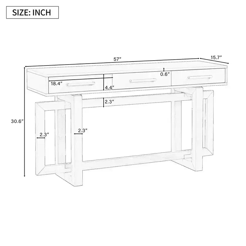 Modern Console Table with 3 Storage Drawers, 57 Extra Long Entryway Table for Entryway, Hallway, Living Room, Foyer