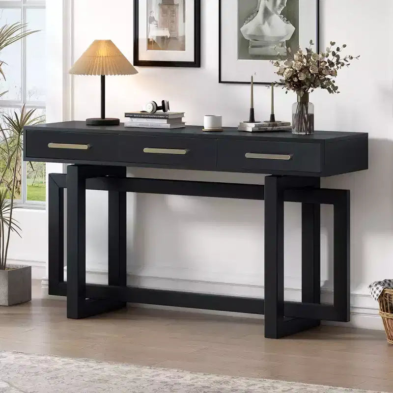 Modern Console Table with 3 Storage Drawers, 57 Extra Long Entryway Table for Entryway, Hallway, Living Room, Foyer