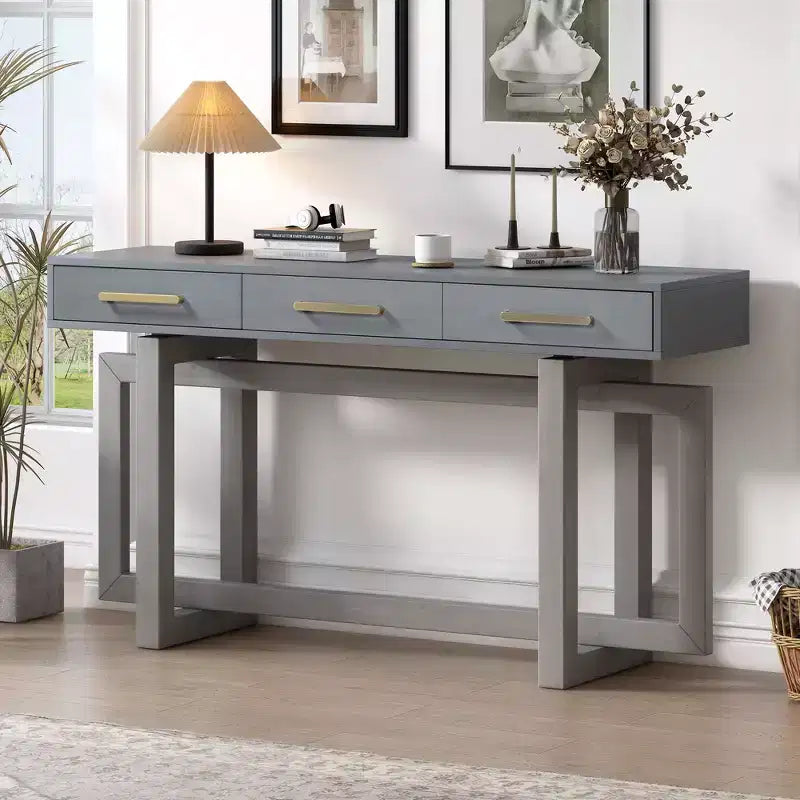 Modern Console Table with 3 Storage Drawers, 57 Extra Long Entryway Table for Entryway, Hallway, Living Room, Foyer