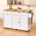 35.5H Kitchen Island Cart Rolling Storage Cabinet with Drawer Drop Leaf, White