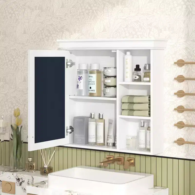 30 Modern Wall Mounted Bathroom Medicine Cabinet with Mirror and 3 Shelves