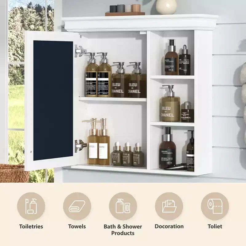 30 Modern Wall Mounted Bathroom Medicine Cabinet with Mirror and 3 Shelves