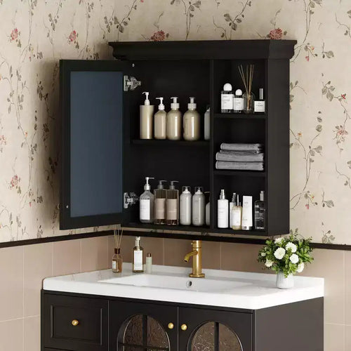 30 Modern Wall Mounted Bathroom Medicine Cabinet with Mirror and 3 Shelves