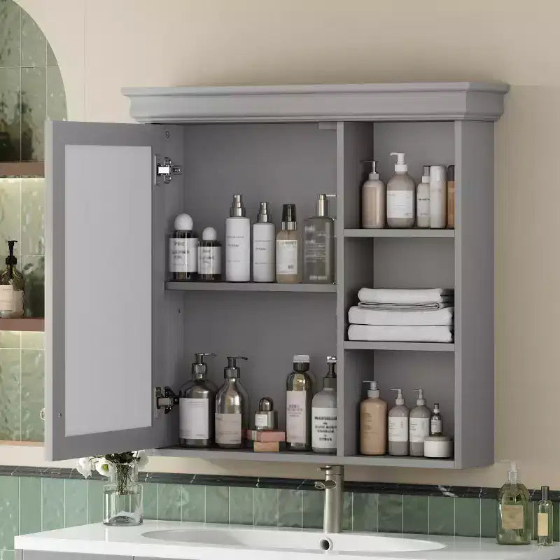 30 Modern Wall Mounted Bathroom Medicine Cabinet with Mirror and 3 Shelves