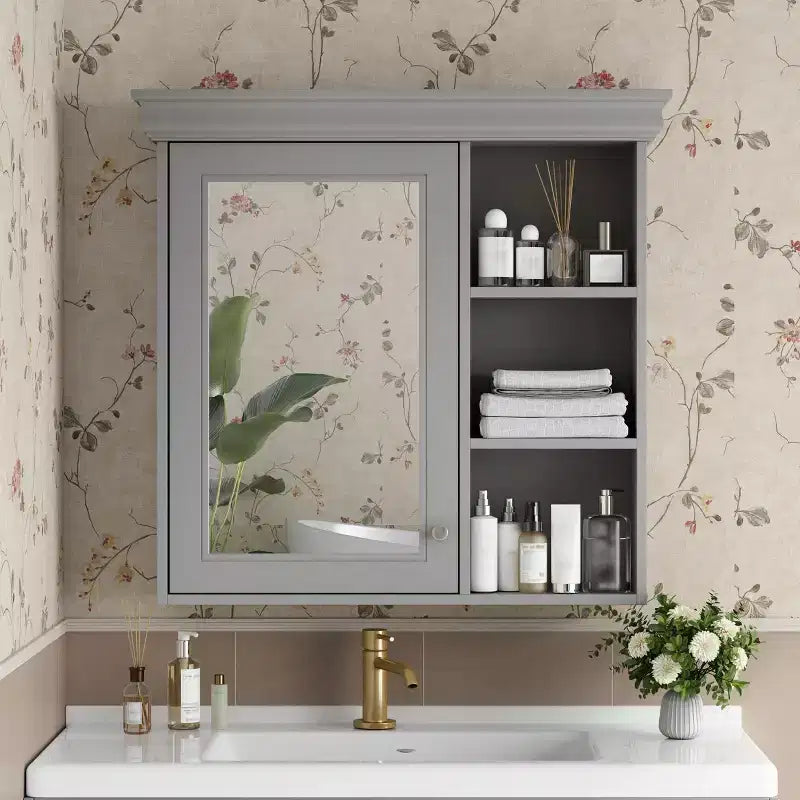 30 Modern Wall Mounted Bathroom Medicine Cabinet with Mirror and 3 Shelves