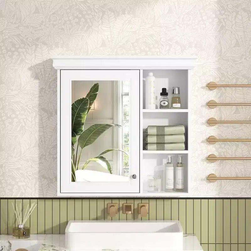 30 Modern Wall Mounted Bathroom Medicine Cabinet with Mirror and 3 Shelves