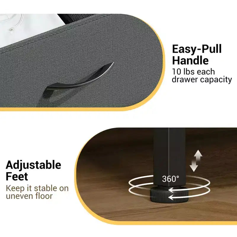 3-Drawer Dresser with Removable Fabric Bins for Bedroom, Living Room, Closet