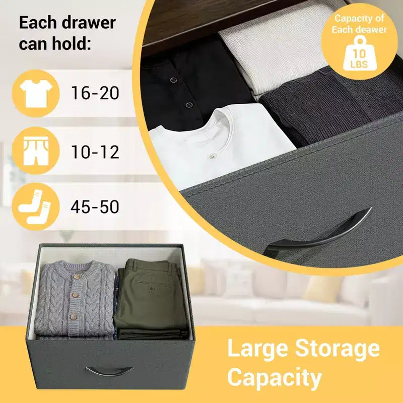 3-Drawer Dresser with Removable Fabric Bins for Bedroom, Living Room, Closet