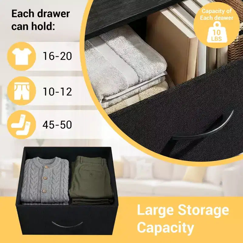 3-Drawer Dresser with Removable Fabric Bins for Bedroom, Living Room, Closet
