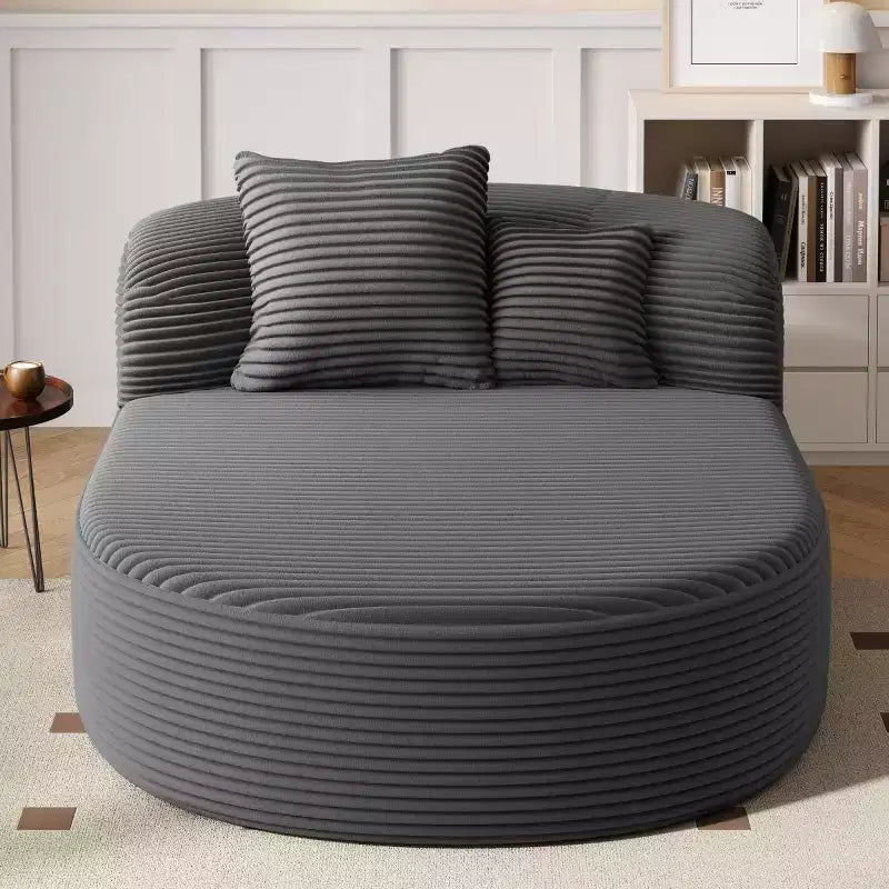 51 Modern Chaise Lounge Sofa Chair, Oversized Corduroy Boneless Sleeper Sofa Bed with 2 Pillows for Living Room or Apartment