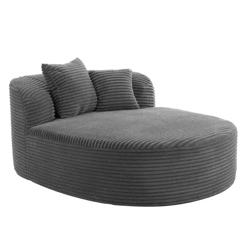 51 Modern Chaise Lounge Sofa Chair, Oversized Corduroy Boneless Sleeper Sofa Bed with 2 Pillows for Living Room or Apartment