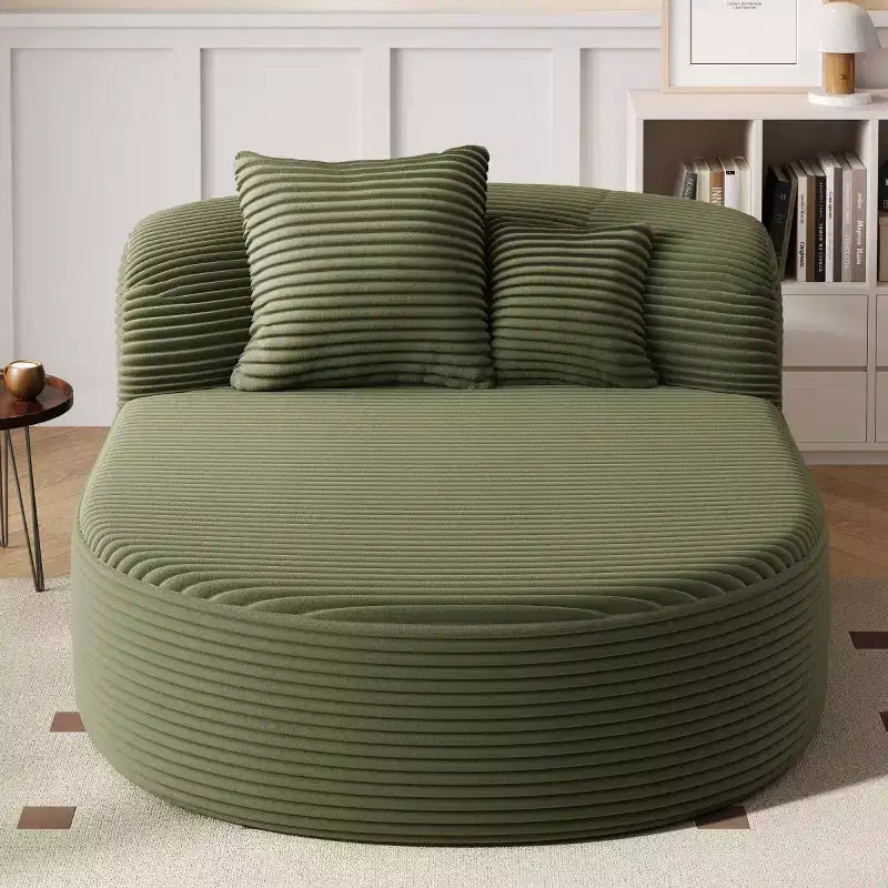 51 Modern Chaise Lounge Sofa Chair, Oversized Corduroy Boneless Sleeper Sofa Bed with 2 Pillows for Living Room or Apartment