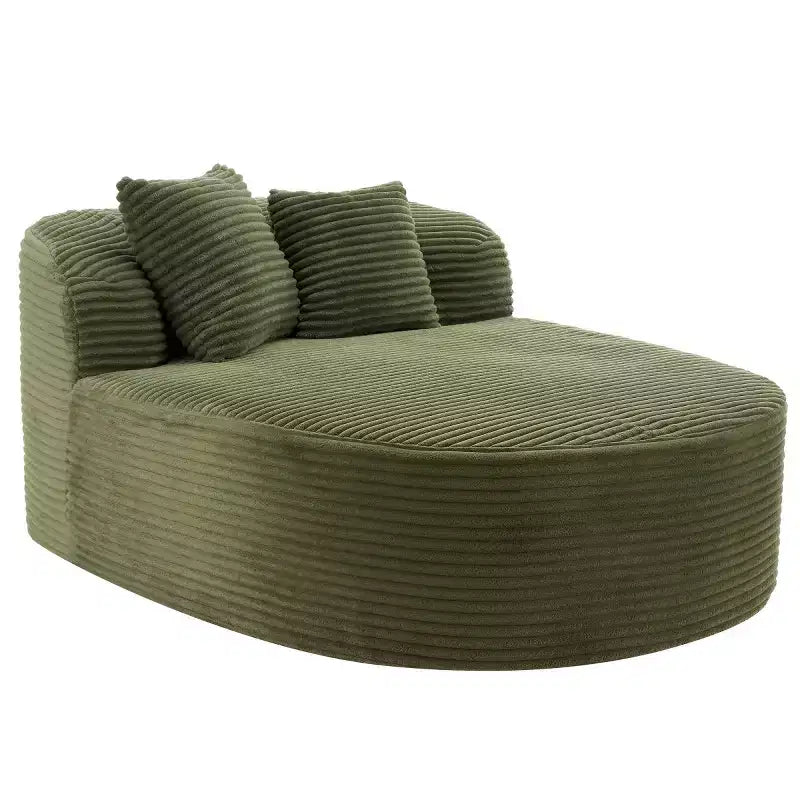 51 Modern Chaise Lounge Sofa Chair, Oversized Corduroy Boneless Sleeper Sofa Bed with 2 Pillows for Living Room or Apartment