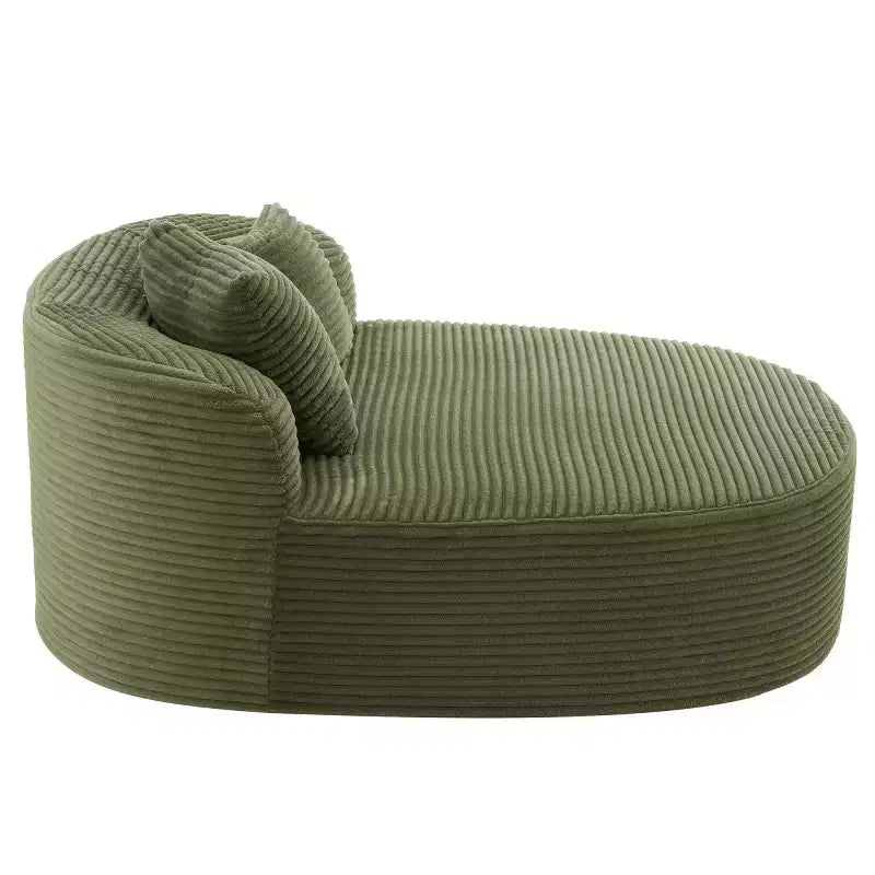 51 Modern Chaise Lounge Sofa Chair, Oversized Corduroy Boneless Sleeper Sofa Bed with 2 Pillows for Living Room or Apartment