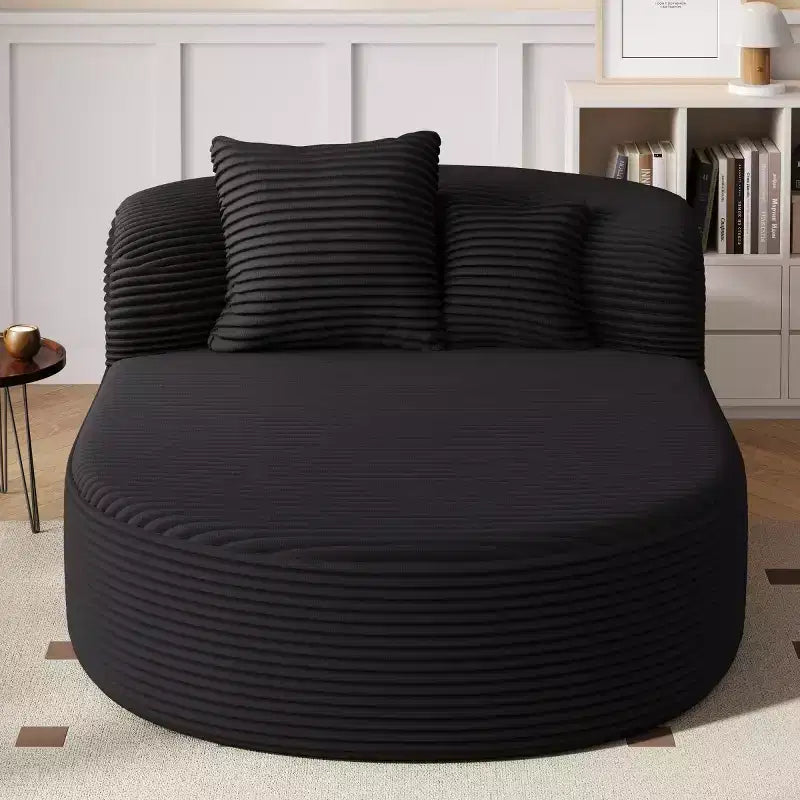 51 Modern Chaise Lounge Sofa Chair, Oversized Corduroy Boneless Sleeper Sofa Bed with 2 Pillows for Living Room or Apartment