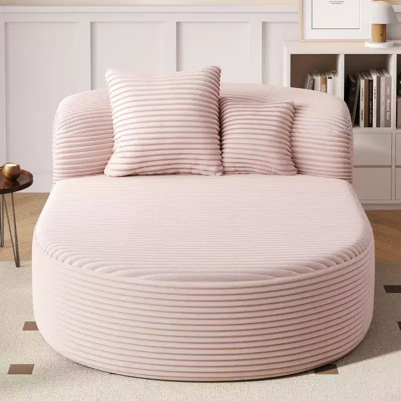 51 Modern Chaise Lounge Sofa Chair, Oversized Corduroy Boneless Sleeper Sofa Bed with 2 Pillows for Living Room or Apartment