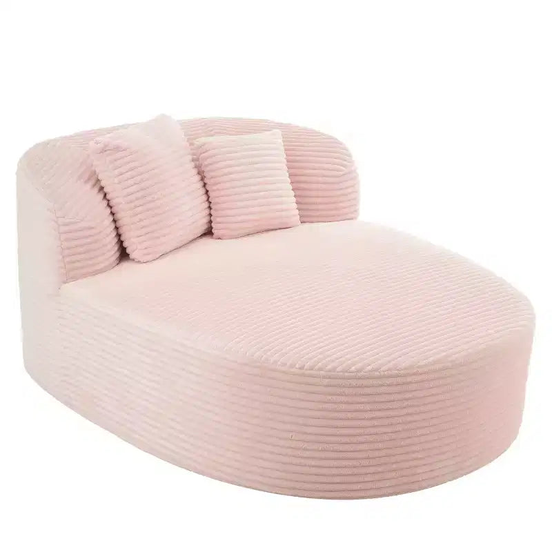51 Modern Chaise Lounge Sofa Chair, Oversized Corduroy Boneless Sleeper Sofa Bed with 2 Pillows for Living Room or Apartment