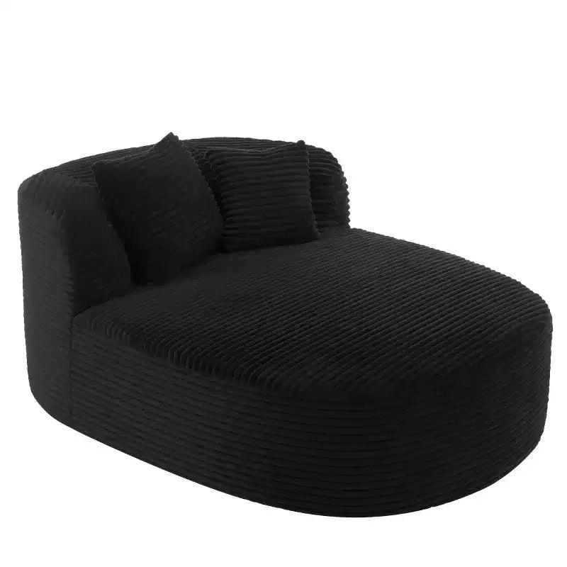 51 Modern Chaise Lounge Sofa Chair, Oversized Corduroy Boneless Sleeper Sofa Bed with 2 Pillows for Living Room or Apartment