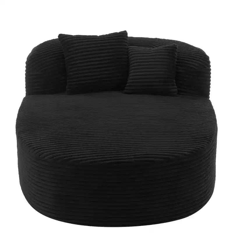 51 Modern Chaise Lounge Sofa Chair, Oversized Corduroy Boneless Sleeper Sofa Bed with 2 Pillows for Living Room or Apartment