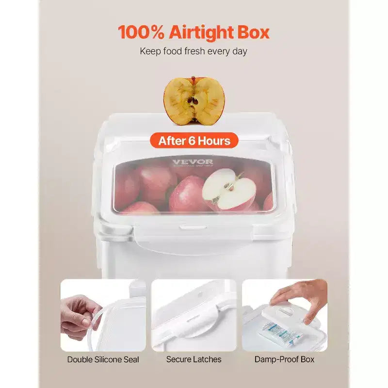 4-Pack Food Storage Containers with Airtight Lid, 4 Cups, Wheels for Rice, Pet Food, Grain, Kitchen Ingredients, White