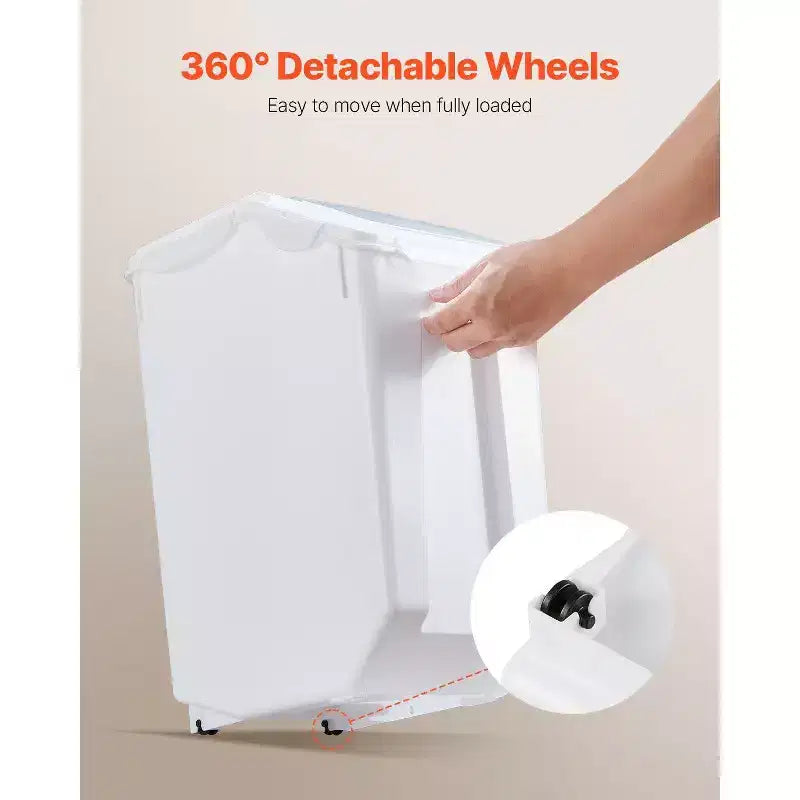 4-Pack Food Storage Containers with Airtight Lid, 4 Cups, Wheels for Rice, Pet Food, Grain, Kitchen Ingredients, White