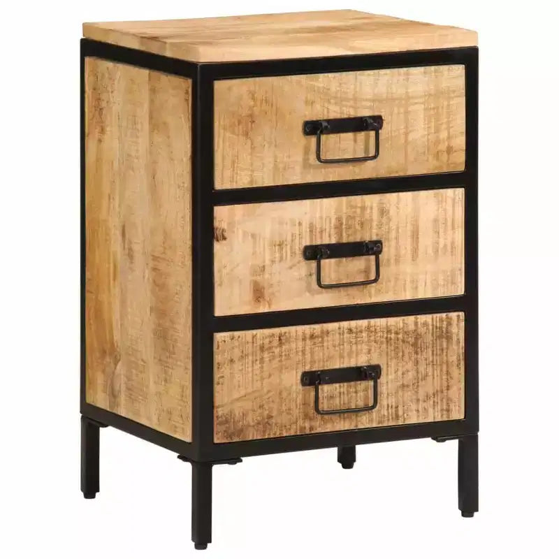Mango Wood Bedside Cabinet, Natural Wood Color