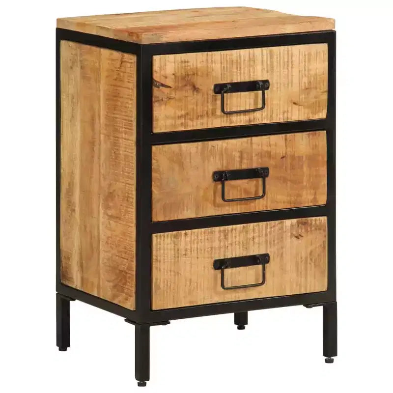 Mango Wood Bedside Cabinet, Natural Wood Color