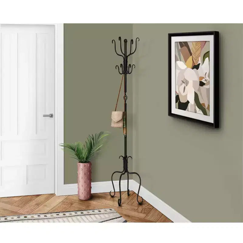 74 Metal Freestanding Coat Rack with 8 Hooks, Hall Tree for Entryway Bedroom