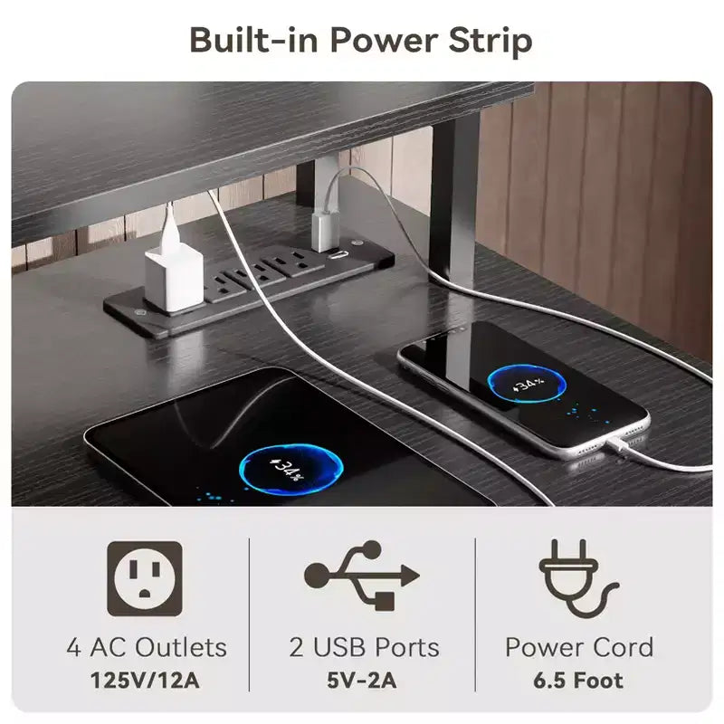 47 Inch Black L Shaped Computer Desk with Charging Station Reversible Gaming Desk LED Lights File Cabinet Monitor Stand Storage Shelves Home Office