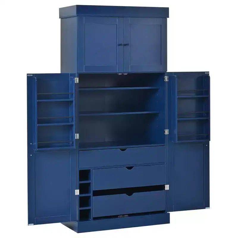 77H Freestanding Kitchen Storage Pantry, Large Dining Storage Cabinet Cupboard with Door Shelves and Adjustable Shelves