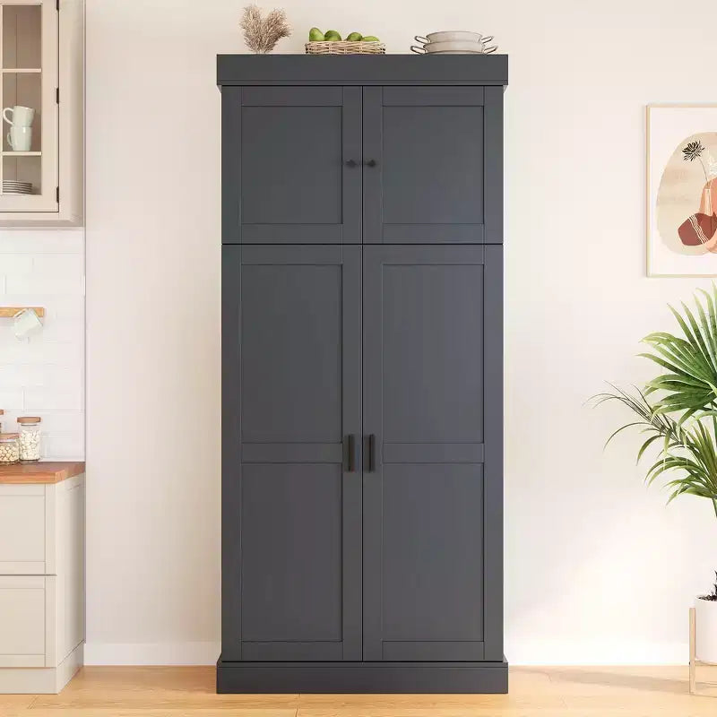 77H Freestanding Kitchen Storage Pantry, Large Dining Storage Cabinet Cupboard with Door Shelves and Adjustable Shelves