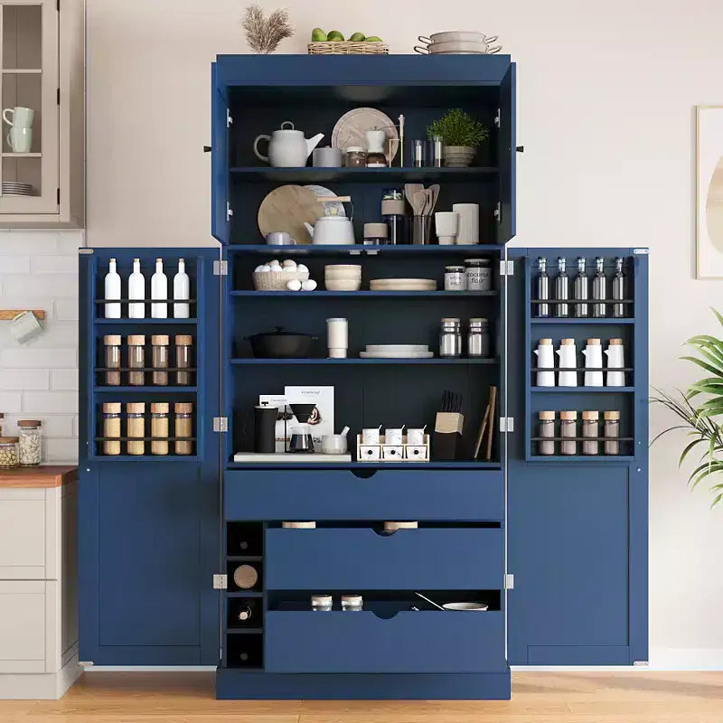 77H Freestanding Kitchen Storage Pantry, Large Dining Storage Cabinet Cupboard with Door Shelves and Adjustable Shelves