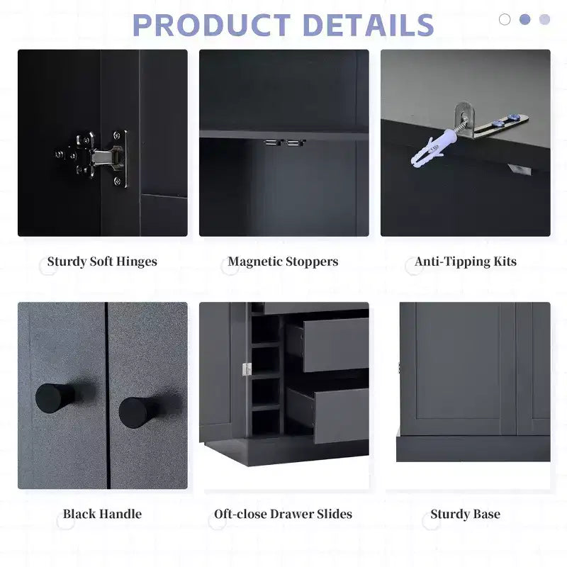 77H Freestanding Kitchen Storage Pantry, Large Dining Storage Cabinet Cupboard with Door Shelves and Adjustable Shelves