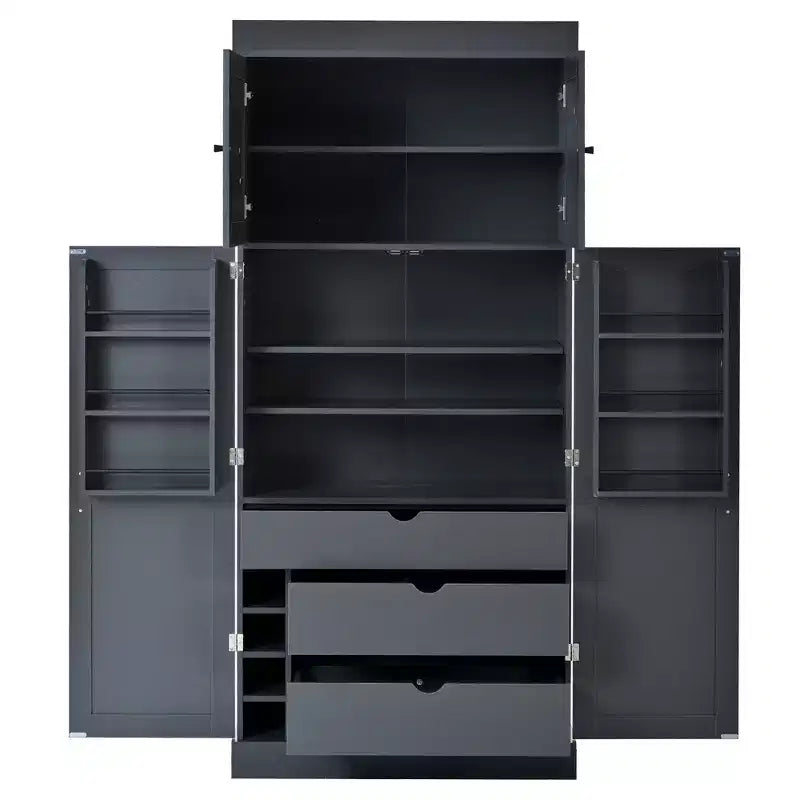 77H Freestanding Kitchen Storage Pantry, Large Dining Storage Cabinet Cupboard with Door Shelves and Adjustable Shelves