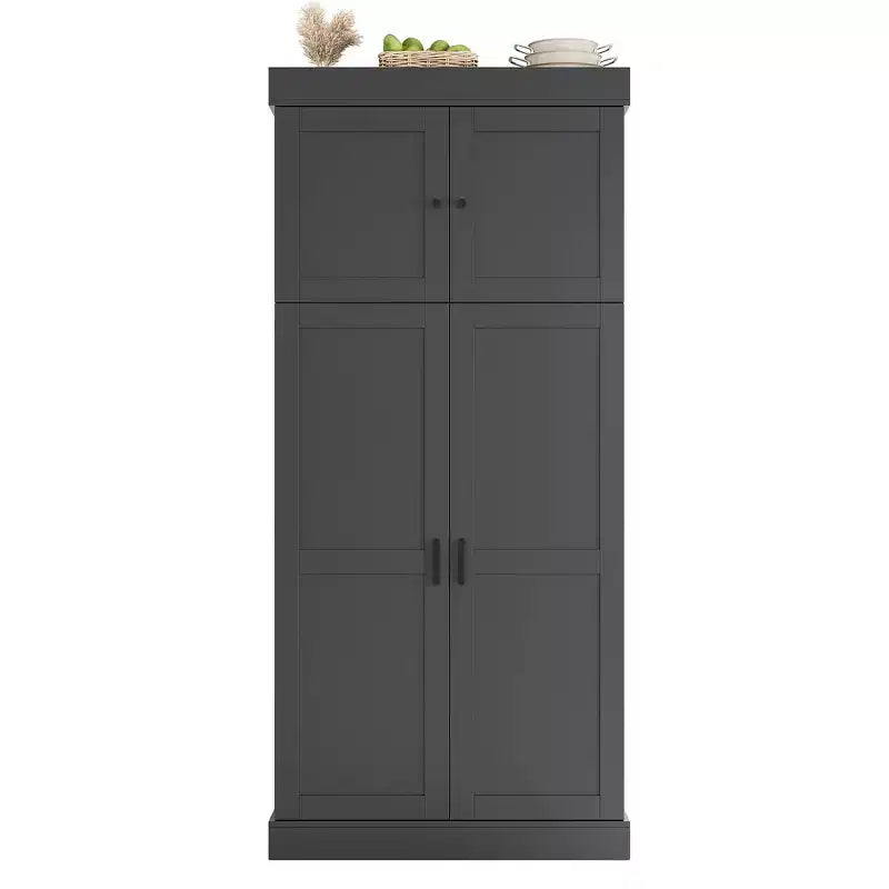 77H Freestanding Kitchen Storage Pantry, Large Dining Storage Cabinet Cupboard with Door Shelves and Adjustable Shelves