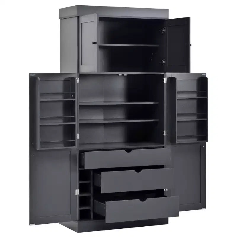 77H Freestanding Kitchen Storage Pantry, Large Dining Storage Cabinet Cupboard with Door Shelves and Adjustable Shelves