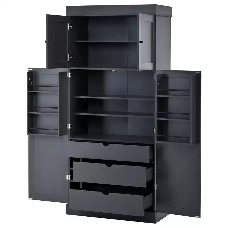 77H Freestanding Kitchen Storage Pantry, Large Dining Storage Cabinet Cupboard with Door Shelves and Adjustable Shelves