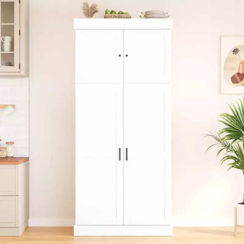 77H Freestanding Kitchen Storage Pantry, Large Dining Storage Cabinet Cupboard with Door Shelves and Adjustable Shelves