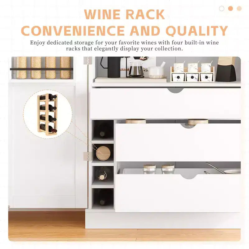 77H Freestanding Kitchen Storage Pantry, Large Dining Storage Cabinet Cupboard with Door Shelves and Adjustable Shelves