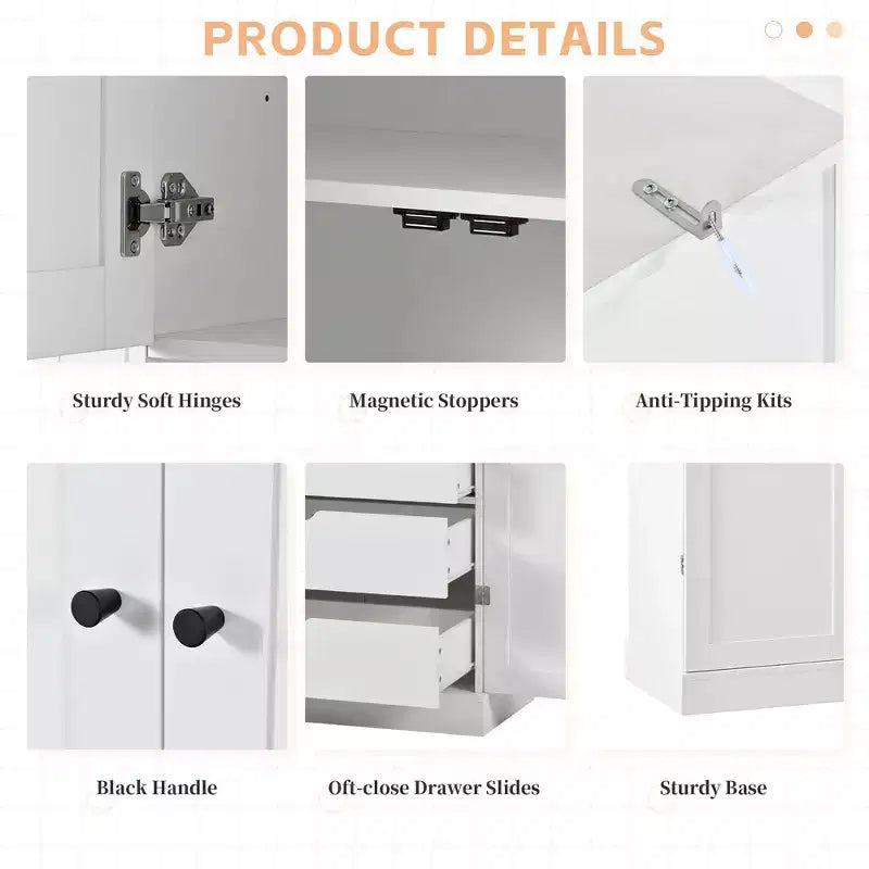 77H Freestanding Kitchen Storage Pantry, Large Dining Storage Cabinet Cupboard with Door Shelves and Adjustable Shelves