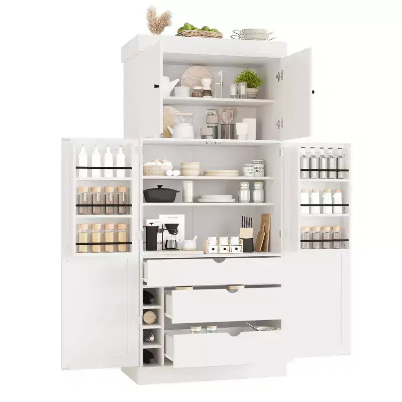 77H Freestanding Kitchen Storage Pantry, Large Dining Storage Cabinet Cupboard with Door Shelves and Adjustable Shelves