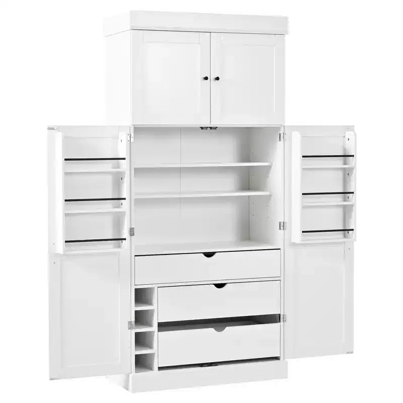 77H Freestanding Kitchen Storage Pantry, Large Dining Storage Cabinet Cupboard with Door Shelves and Adjustable Shelves