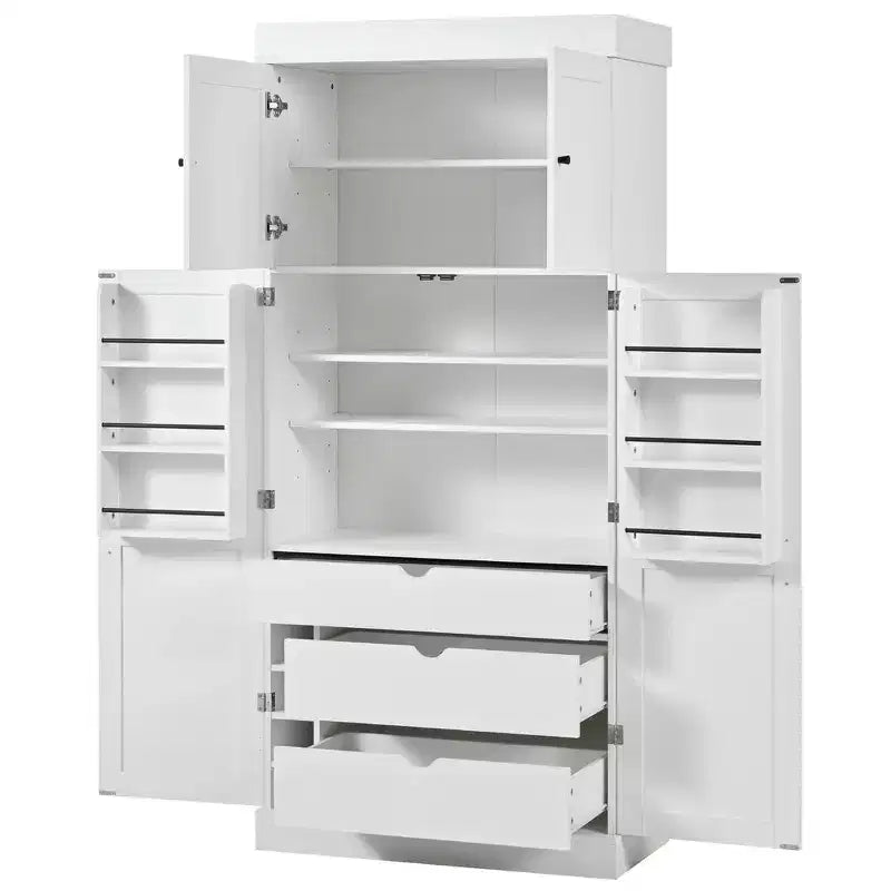 77H Freestanding Kitchen Storage Pantry, Large Dining Storage Cabinet Cupboard with Door Shelves and Adjustable Shelves