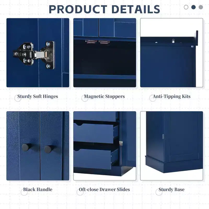77H Freestanding Kitchen Storage Pantry, Large Dining Storage Cabinet Cupboard with Door Shelves and Adjustable Shelves