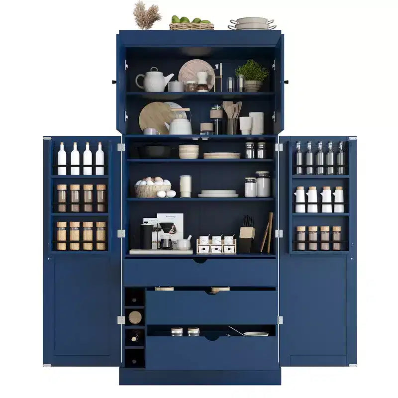77H Freestanding Kitchen Storage Pantry, Large Dining Storage Cabinet Cupboard with Door Shelves and Adjustable Shelves