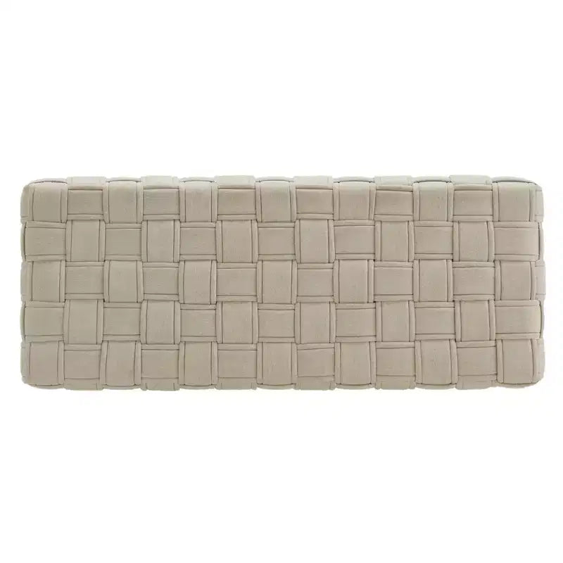 Walnut Finish Woven Upholstered Bench